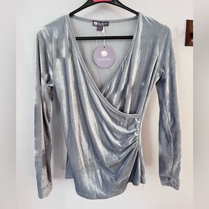 Elegant Silver Wrap Blouse